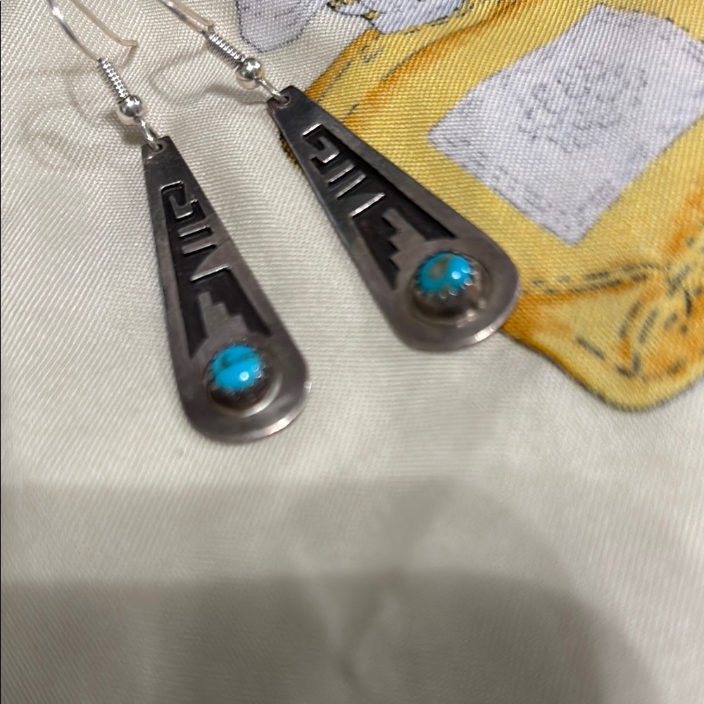 Silver and Turquoise Dangle Earrings